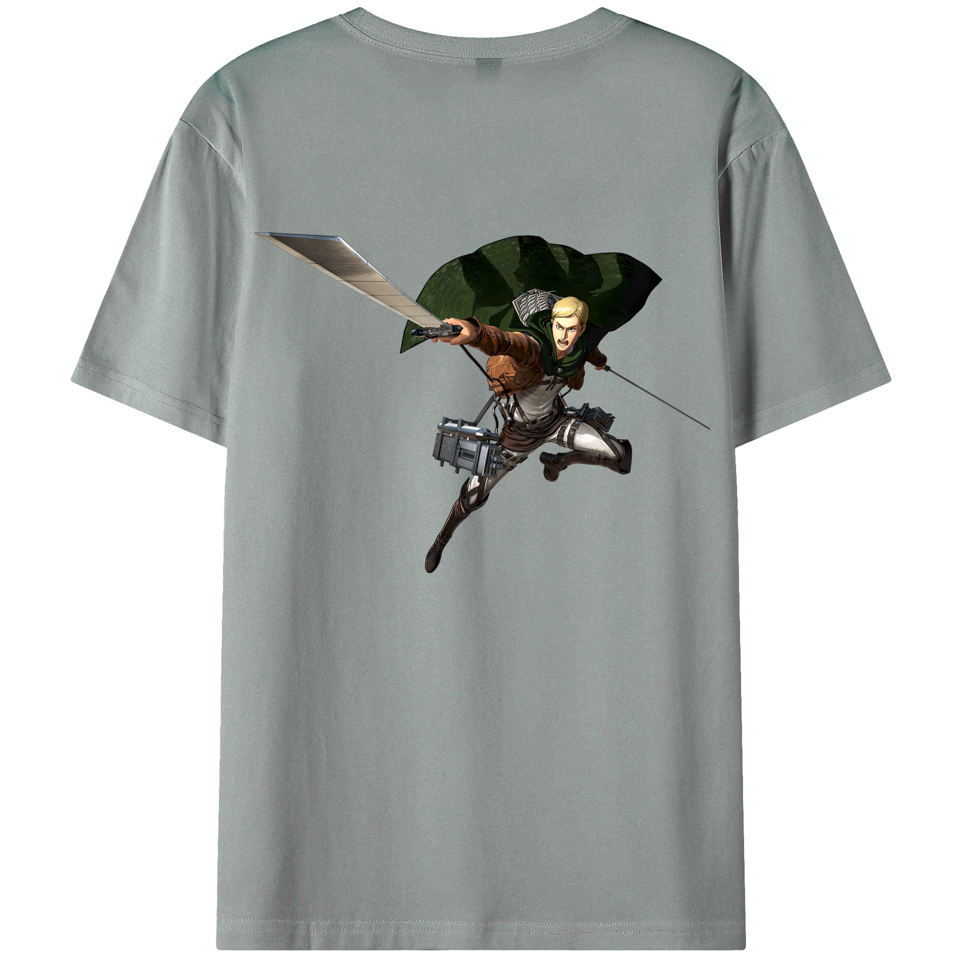 （画像用） 進撃の巨人 エルヴィン・スミス Attack on Titan Erwin Smith 綿100％ メンズ半袖Tシャツ（バックプリント） 通気性